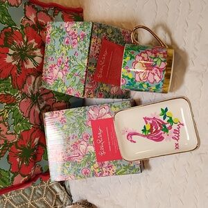 Lilly Pulitzer Ceramic Trinket Dish Mug Gift Set NIB Flamingo Pineapple 🍍